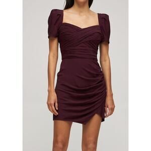 SELF-PORTRAIT Iris Stretch Viscose Crepe Mini Dress Plum Purple Cocktail